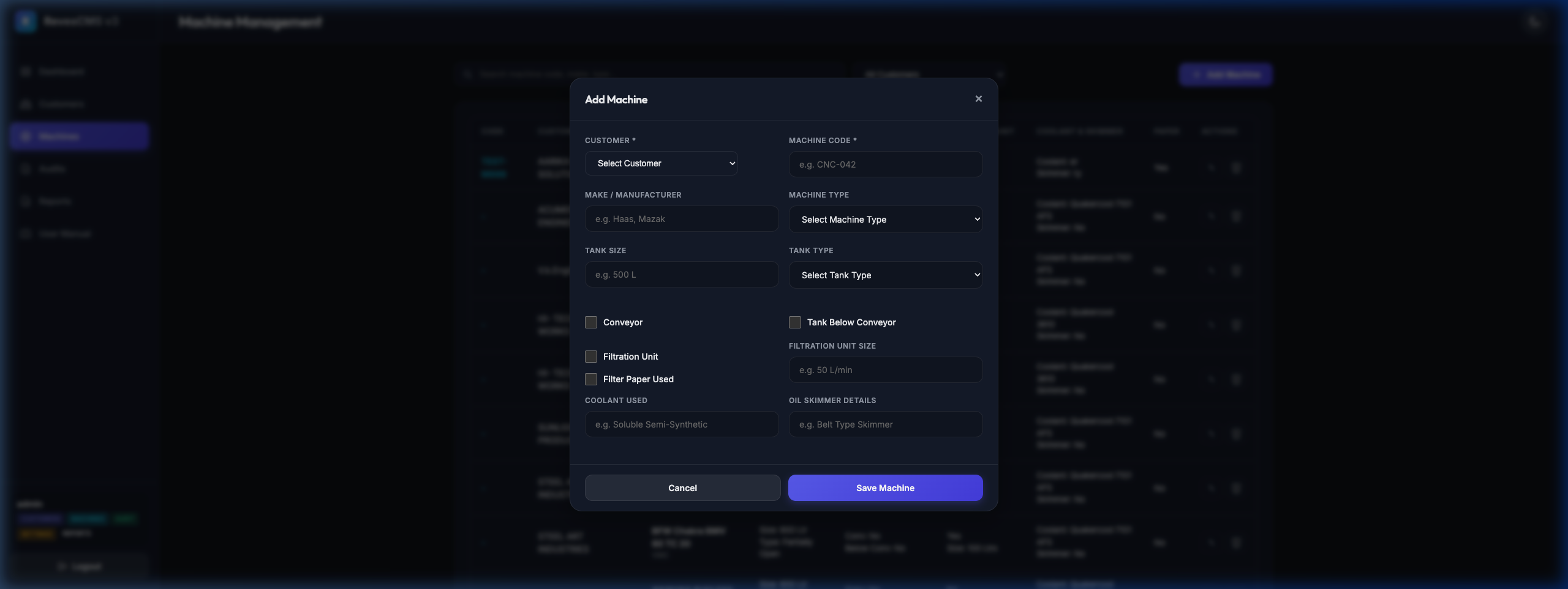 Add Machine Modal
